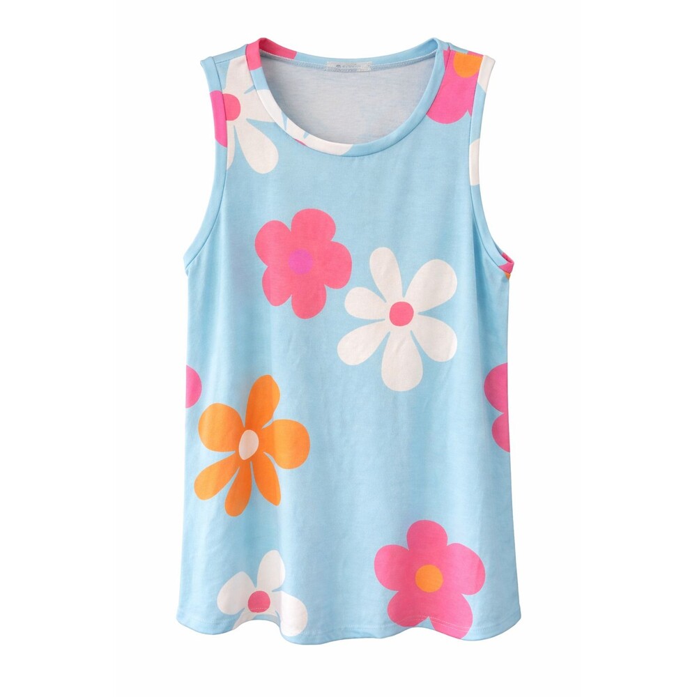Bombom Floral Tank Top NWOT Blue Pink Sleeveless Summer Boutique
